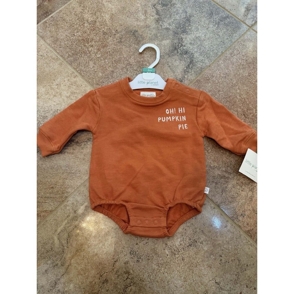 Carter's Little Planet Orange Oh! Hi Pumpkin Pie Long Sleeve Bodysuit Outfit 6M